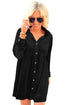 Long Sleeve Ruffle Velvet Button Up Dress